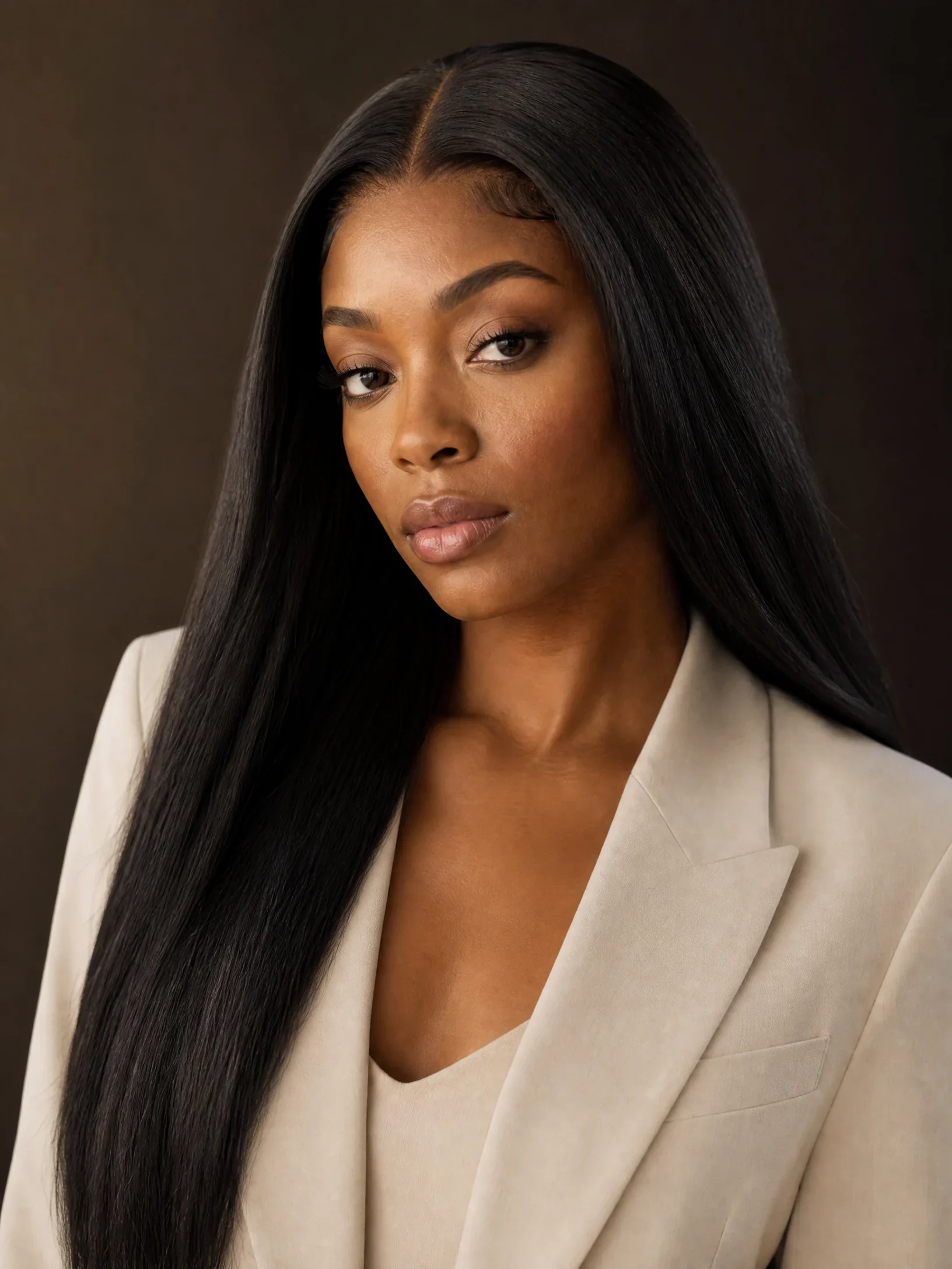 Silk straight editorial look